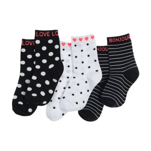 Vysoké ponožky 3 ks- bílá, černá - 31_33 MIX