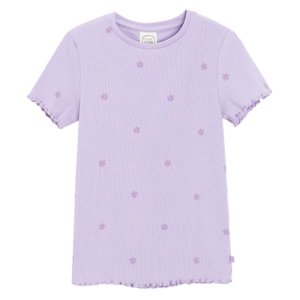 Žebrované tričko s krátkým rukávem -fialová - 98 VIOLET