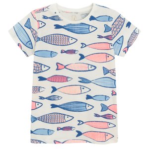 Tričko s krátkým rukávem s potiskem ryb -korálové - 134 FLUO PINK