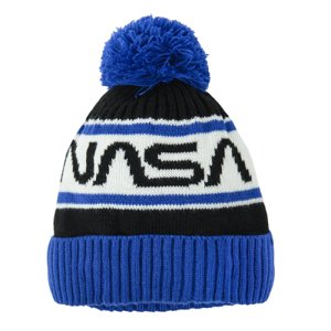 Zimní čepice s bambulí NASA- modrá - 52 MIX