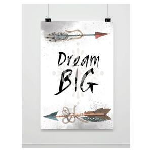 Plakát na stěnu v BOHO stylu s nápisem - Dream big, PP204 A3