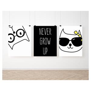 Černo bílá sada plakátů na zeď s kočičkami, PP233 A3