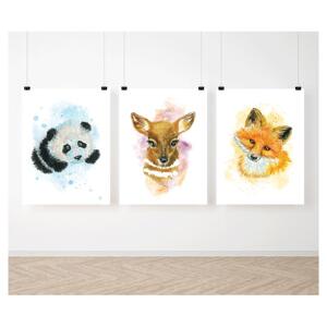 Akvarelové sada závěsných plakátů s lesními zvířátky, PP238 A3