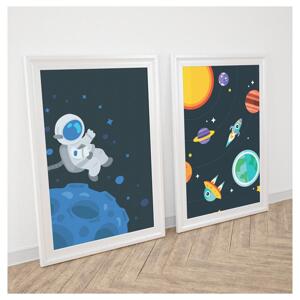 Dekorační sada dětských plakátů s kosmonautem a vesmírem, PP245 A3