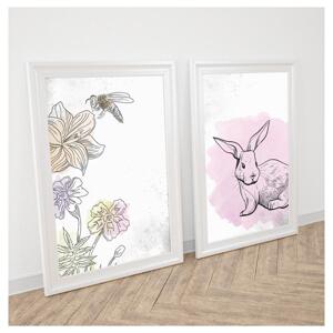 Dětská sada plakátů s motivem květů a králíka, PP246 A3