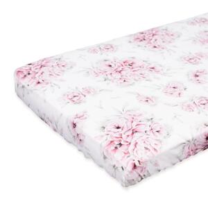 Bambusové dětské prostěradlo na postel s motivem růžových květů, QMPRZE-INBL 70x140cm