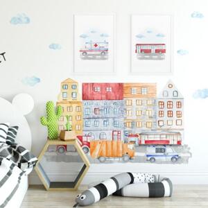 Sada nálepek do dětského pokoje s barevným motivem města, DK364 L