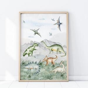 Dětský plakát s motivem dinosaurů, P286 A4
