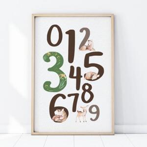 Plakát do dětského pokoje s lesním motivem čísel, P121 A4
