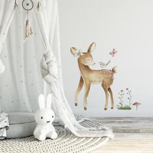 Sada nálepek do dětského pokoje s motivem malého jelena, DK327 Růžová