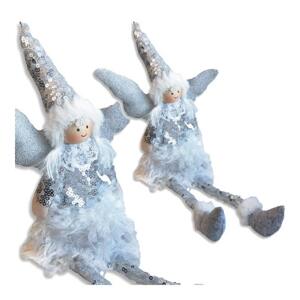 Stříbrný vánoční anděl s visícími nohama, ASN02S