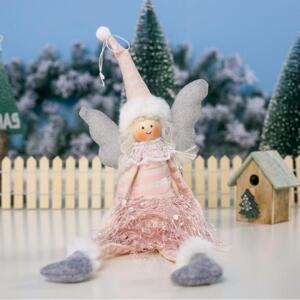 Růžový vánoční anděl s visícími nohama, ASN03R