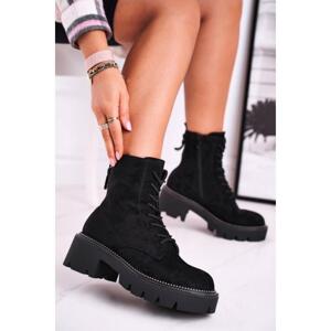 Semišové dámské boty v černé barvě, UK13 BLK__12664-40 40