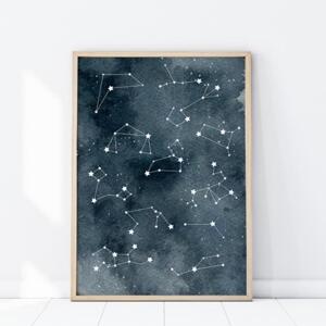 Vesmírný plakát s hvězdnými souhvězdími, P317 A3