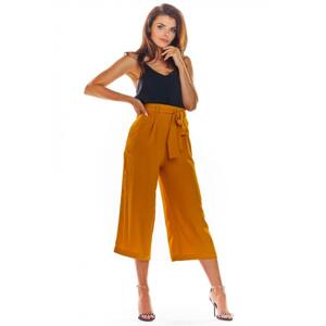 Módní dámské kalhoty velbloudí barvy na léto, A297 36
