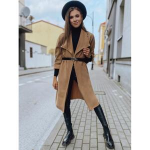 Klasický dámský kabát hnědé barvy s páskem, ny0509-UNI UNI