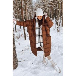 Zimní dámská oversize bunda hnědé barvy s prošíváním, ty2471-UNI UNI