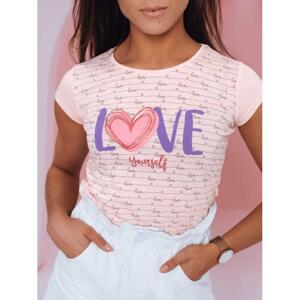 Růžové klasické tričko s potiskem pro dámy, ry1839-L L