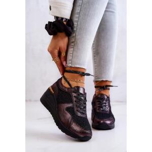Kožené černé klínové boty pro dámy v akci, AL97705 PEWTER__19016-41 41