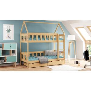 Dětská patrová domečková postel - 180x90 cm, MW152 CHWAT Vanilka Bez šuplíku Dodatečná odnímatelná bariéra na spodní postel