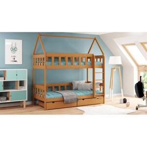 Dětské patrové postele - 190x80 cm, MW153 CHWAT Bílá Jeden na kolečkách Dodatečná odnímatelná bariéra na spodní postel
