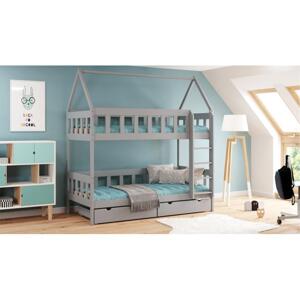 Dětská patrová domečková postel - 190x90 cm, MW154 CHWAT Bílá Bez šuplíku Dodatečná odnímatelná bariéra na spodní postel