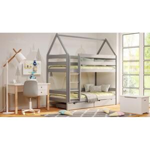 Patrová domečková postel - 180x90 cm, MW158 PIĘTROWY Zelená S funkcí spaní (bez matrace) Dodatečná odnímatelná bariéra na spodní postel