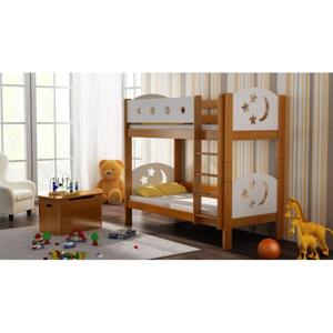 Patrová dětská postel - 190x90 cm, MW166 FINEZJA (GWIAZDKI) Bílá S funkcí spaní (bez matrace) Dodatečná odnímatelná bariéra