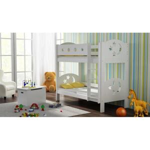 Dětská patrová postel - 200x90 cm, MW167 FINEZJA (GWIAZDKI) Bílá Jeden na kolečkách Dodatečná přišroubovaná bariéra na spodní postel