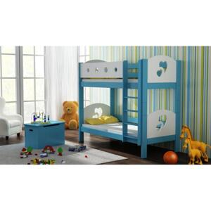Dětská patrová postel - 200x90 cm, MW173 FINEZJA (SERCA) Modrá Jeden na kolečkách Dodatečná odnímatelná bariéra