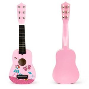 Dřevěná růžová kytara pro děti, Multi__FO18 PINK / MF019A