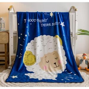 Modrá dětská deka s ovečkou - 100x150 cm, KOC08