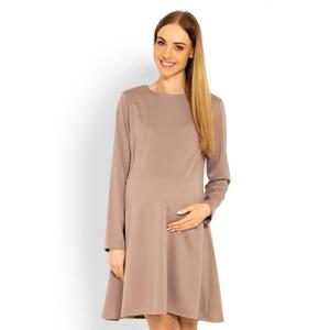 Těhotenské šaty s volným střihem v cappuccinovej barvě, PKB585 1359C  SKLL/XL S/M