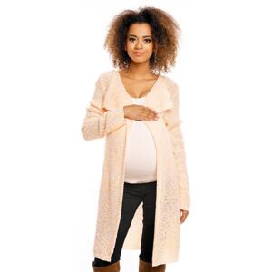 Těhotenský dlouhý svetr bez zapínání s kuličkami v oranžové barvě, PKB633 70004C UNI