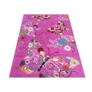 Růžový koberec s motivem Motýli, BEL-114-LIL-120X170 120x170cm