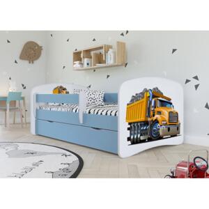 Postel s nákladním autem - Babydreams 160x80 cm, KK139 Babydreams - Ciężarówka ANO Modrá Bez matrace