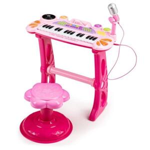 Růžový klávesový klavír s MP3 mikrofonem, Multi__HC490441 PINK