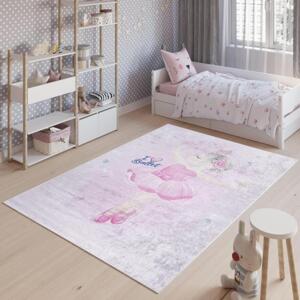 Růžový koberec s motivem baletky, TAP__9731 PRINT EMMA-120x170 120x170cm