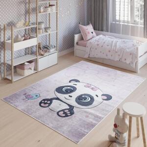 Růžový dětský koberec s motivem pandy, TAP__9731 PRINT EMMA-120x170 120x170cm