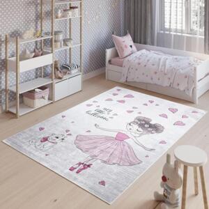Dětský koberec s malou holčičkou a pejskem, TAP__9731 PRINT EMMA-140x200 140x200cm