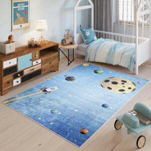 Modrý koberec pro děti s vesmírným motivem, TAP__9731 PRINT EMMA-140x200 140x200cm