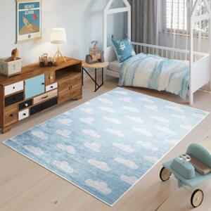 Modrý koberec s mráčky pro děti, TAP__9731 PRINT EMMA-120x170 120x170cm