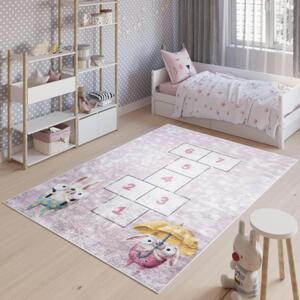 Růžový koberec s dětskou skákací hrou, TAP__9731 PRINT EMMA-160x230 160x230cm