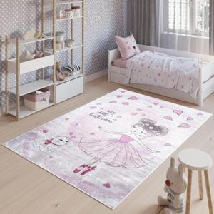 Dětský růžový koberec s baletkou, TAP__9731 PRINT EMMA-120x170 120x170cm