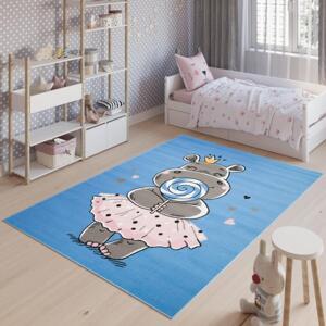 Modrý dětský koberec s hrochem, TAP__DY94C JOLLY FYD-80x150 80x150cm