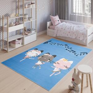 Dětský koberec s kočičkami modré barvy, TAP__DY94C JOLLY FYD-80x150 80x150cm