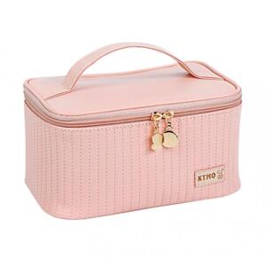 Růžový kosmetický kufřík s prošíváním, KS70