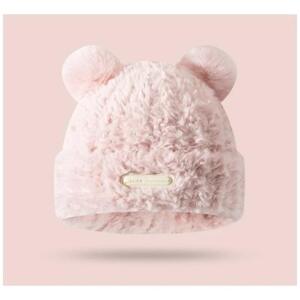 Plyšová růžová čepice s medvědíma ušima, CZ32WZ4