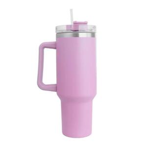 Velký růžový termohrnek s brčkem, CUP07