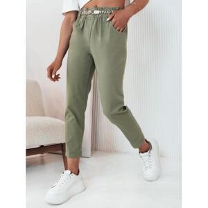 Dámské zelené látkové kalhoty s vysokým pasem, UY2100 UNI